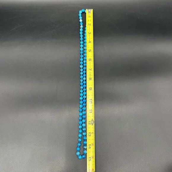 Vintage Turquoise Beaded Necklace Blue Stone Southwestern Western 30 Inches - Picture 6 of 7